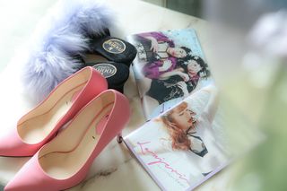Footwear, Pink, Shoe, Ballet flat, High heels, Fashion accessory, Feather, 