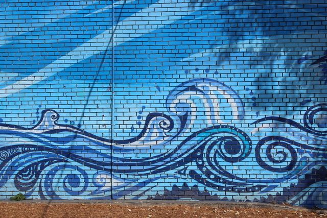Blue, Graffiti, Wall, Art, Street art, Mural, Mosaic, Pattern, Tile, Drawing, 