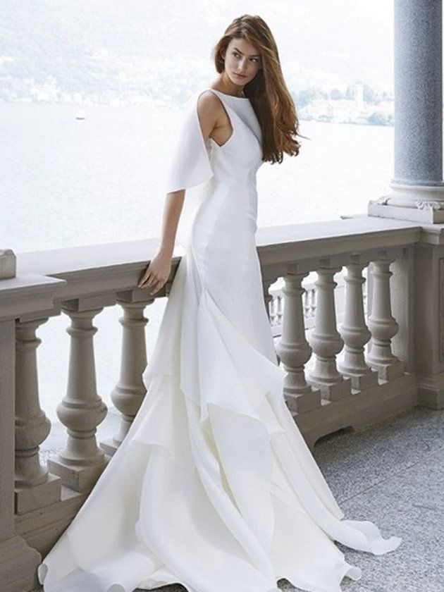 Gown, Wedding dress, Clothing, Dress, Fashion model, White, Bridal clothing, Shoulder, Bridal party dress, Bride, 