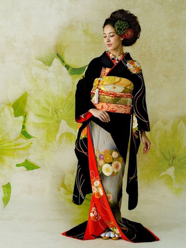 Hairstyle, Sakko, Shimada, Kimono, Formal wear, Costume design, Art, Tradition, Costume, Painting, 