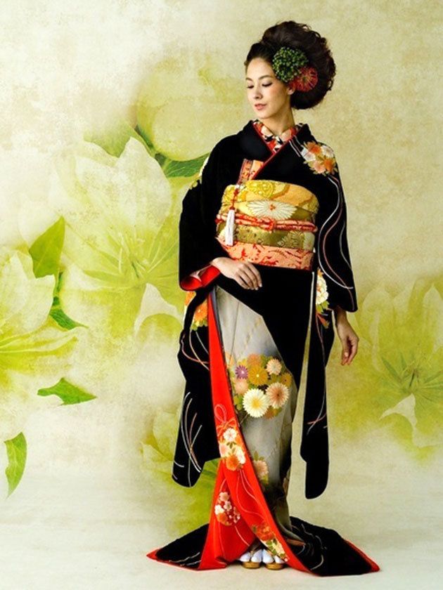 Kimono, Clothing, Costume, Shimada, Hairstyle, Sakko, Formal wear, Black hair, Style, 