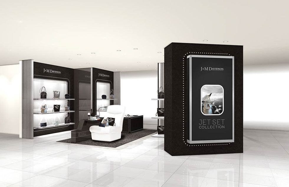 Floor, Interior design, Logo, Advertising, Shelf, Black-and-white, Shelving, Brand, Banner, Graphic design, 