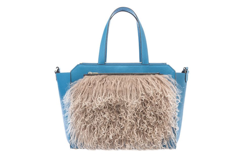 Bag, Handbag, Turquoise, Fashion accessory, Beige, Turquoise, Fur, Tote bag, 