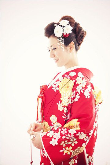 Kimono, Hair, Clothing, Red, Hairstyle, Costume, Beauty, Shimada, Pink, Tradition, 