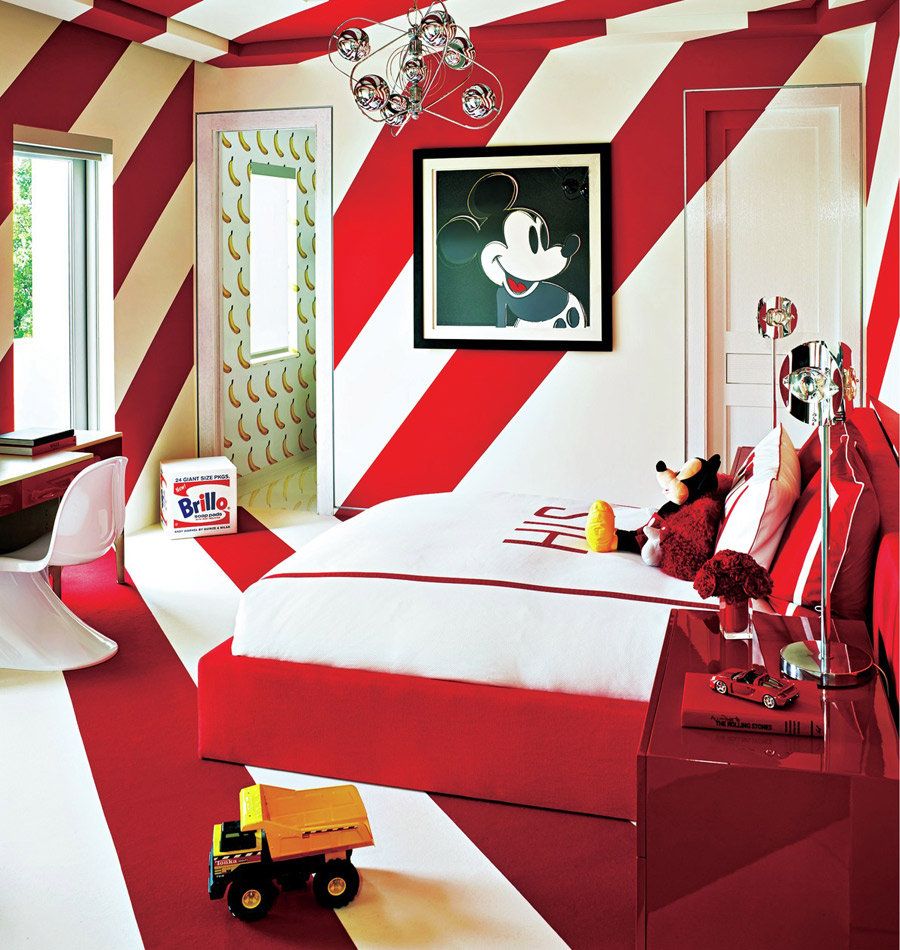 Red, Interior design, Room, Carmine, Interior design, Bedroom, Illustration, Decoration, Fictional character, Wall sticker, 