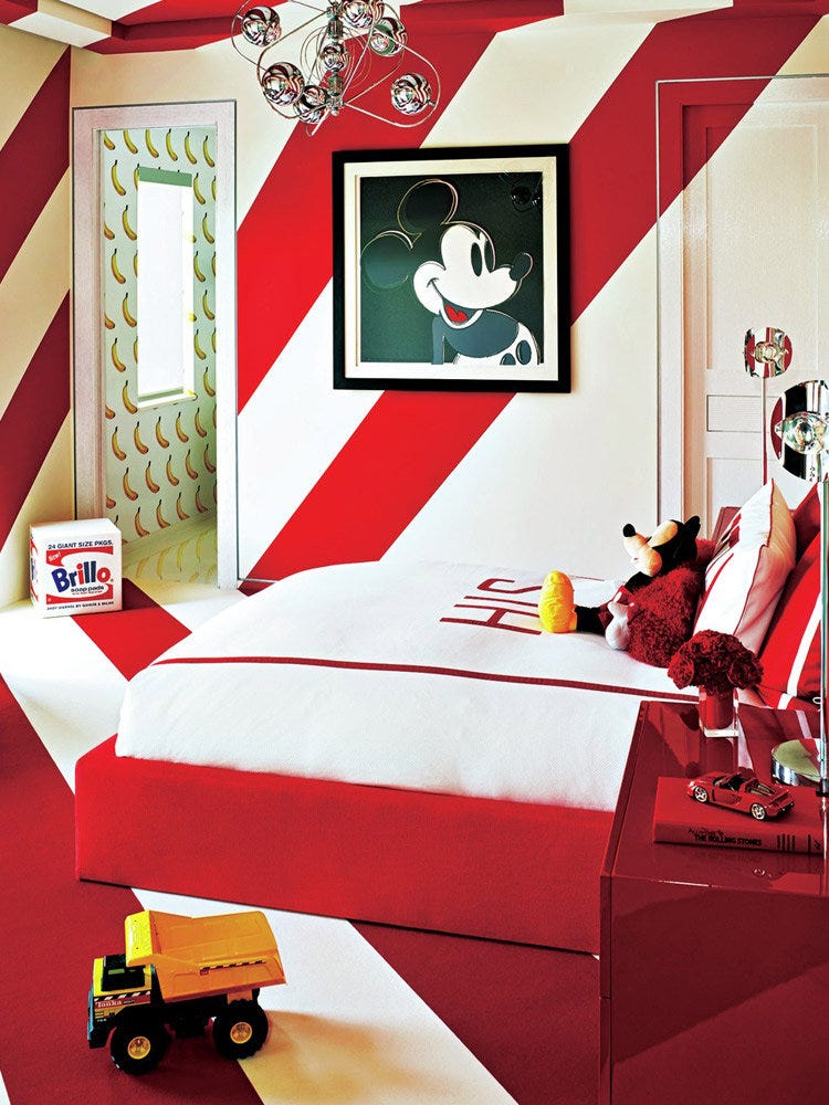 Interior design, Red, Room, Interior design, Carmine, Illustration, Bedroom, Wall sticker, Bed, Bed sheet, 