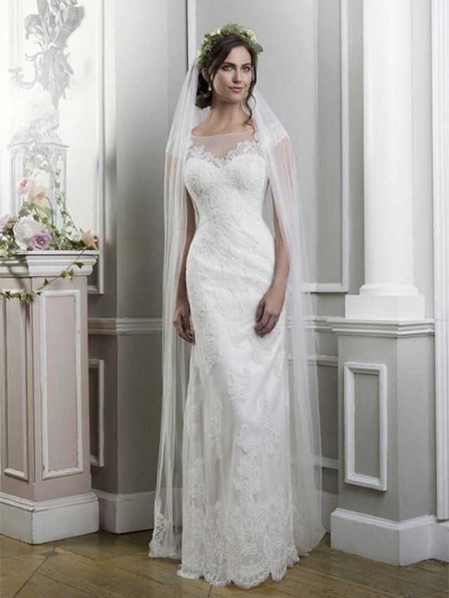 Clothing, Sleeve, Shoulder, Textile, Bridal clothing, Floor, Dress, White, Formal wear, Wedding dress, 