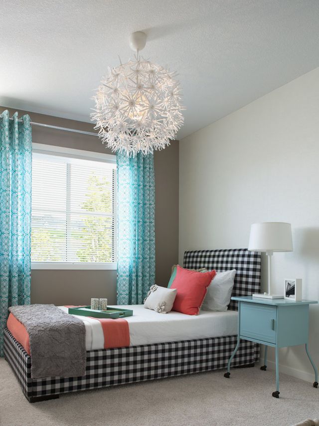 Furniture, Room, Bedroom, Interior design, Turquoise, Blue, Couch, Living room, Bed, Ceiling, 