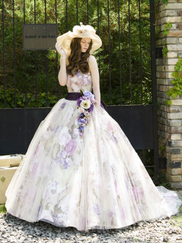 Clothing, Hat, Dress, Textile, Pink, Formal wear, Purple, Gown, Sun hat, Costume accessory, 