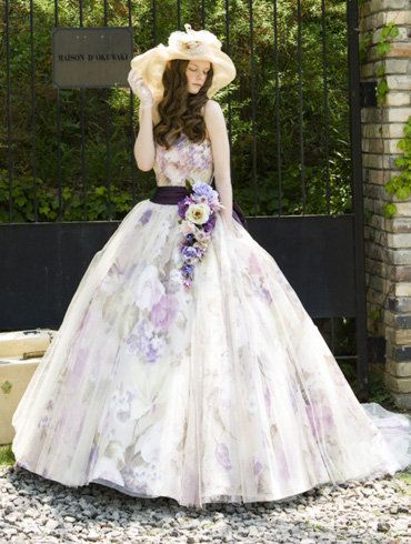 Gown, Clothing, Dress, Bridal party dress, Wedding dress, Purple, Bridal clothing, Pink, Lavender, A-line, 