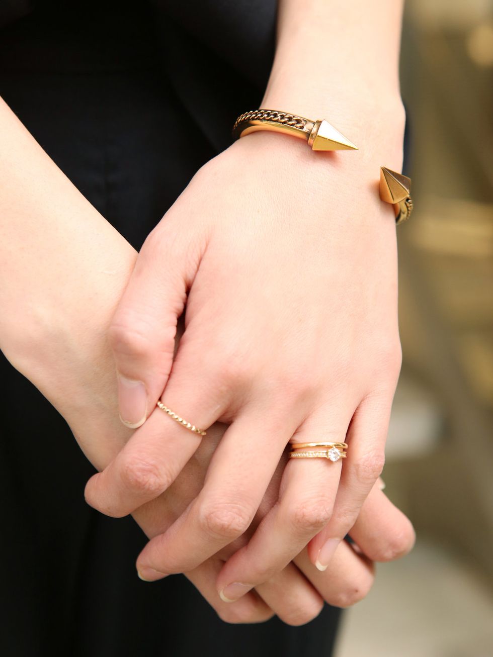 Finger, Hand, Ring, Jewellery, Fashion accessory, Wrist, Nail, Interaction, Holding hands, Gesture, 