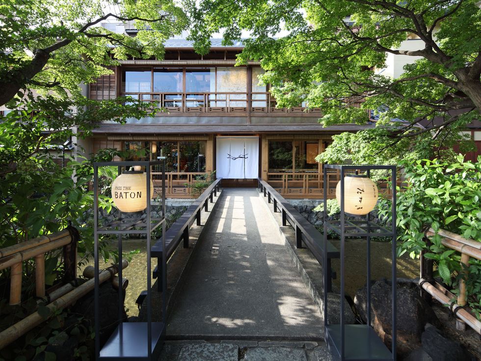 Tree, Walkway, Handrail, Japanese architecture, Balcony, Porch, 