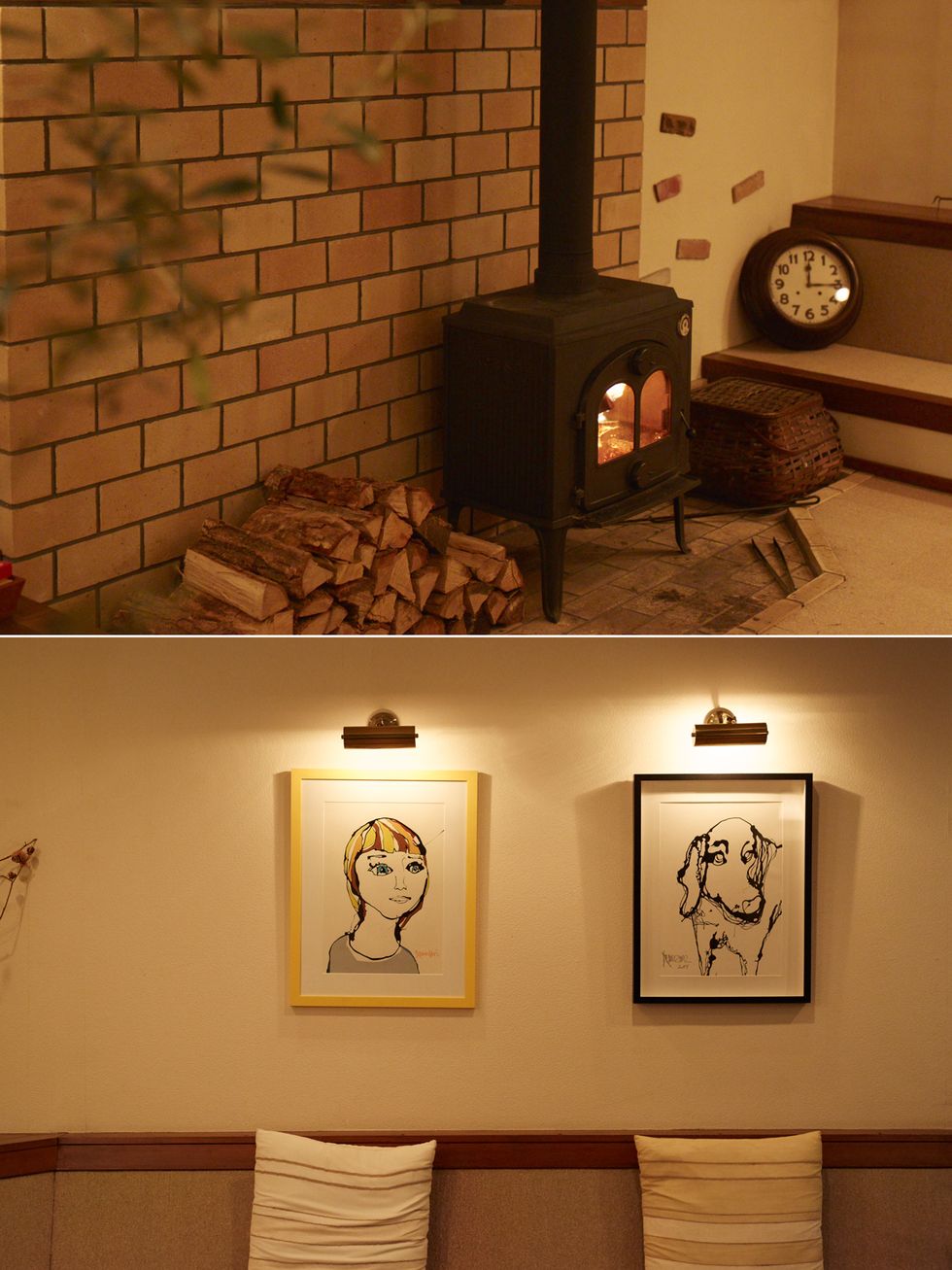 Wall, Brick, Picture frame, Gas, Heat, Wood-burning stove, Collection, Brickwork, Building material, Art exhibition, 