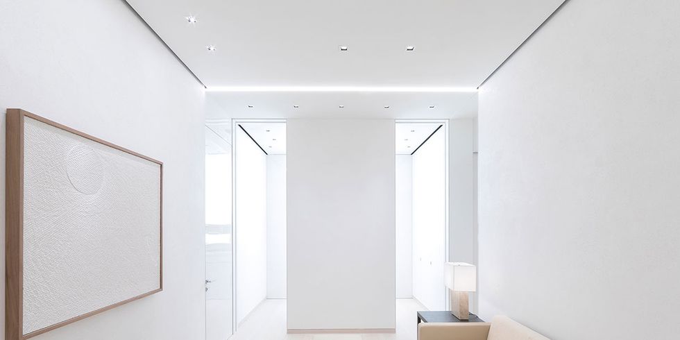 White, Interior design, Ceiling, Room, Property, Architecture, Building, Floor, House, Daylighting, 