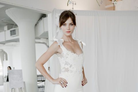 Gown, Wedding dress, Clothing, Dress, Fashion model, Shoulder, Bridal clothing, Bridal party dress, Photograph, Bride, 