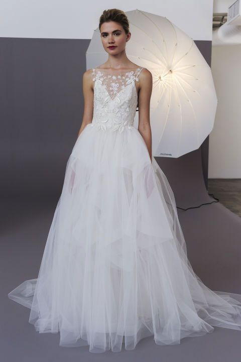 Gown, Wedding dress, Clothing, Dress, Fashion model, Shoulder, Bridal clothing, Bridal party dress, A-line, Bride, 