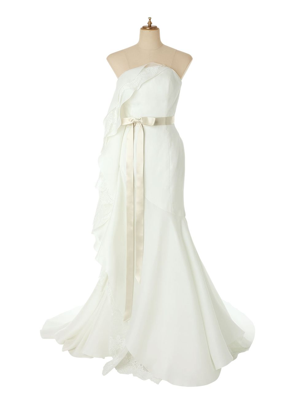 Gown, Clothing, Dress, Wedding dress, Shoulder, Bridal party dress, Strapless dress, Bridal clothing, A-line, Ivory, 