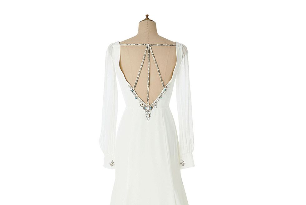 Clothing, Dress, Gown, White, Shoulder, Wedding dress, Bridal party dress, Neck, Bridal accessory, Bridal clothing, 
