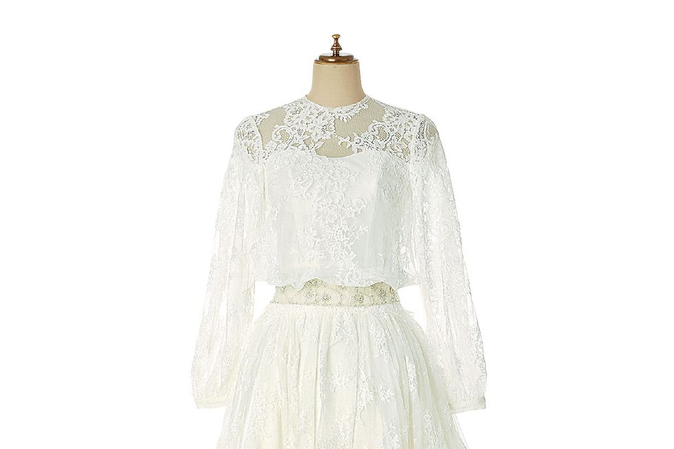 Clothing, White, Dress, Day dress, Gown, Cocktail dress, Sleeve, Lace, Bridal party dress, Shoulder, 