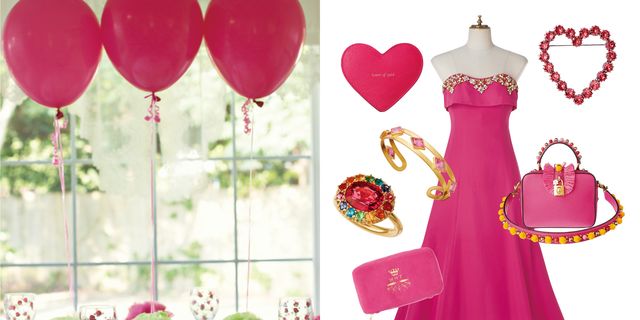 Red, Pink, Magenta, Balloon, Peach, Creative arts, One-piece garment, Costume design, Day dress, Party supply, 