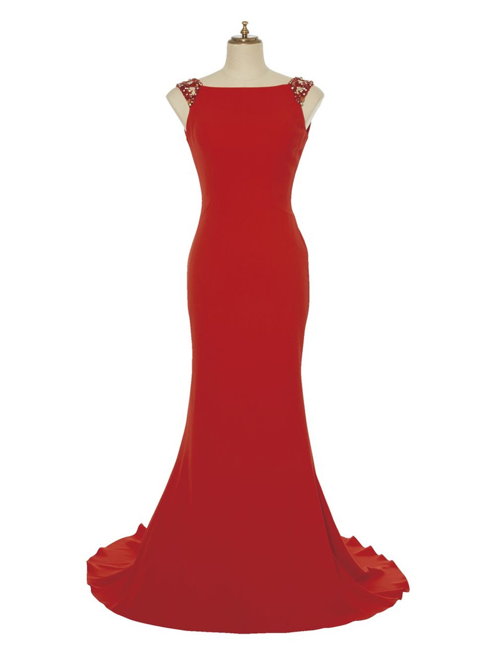 Dress, Clothing, Gown, Day dress, Red, Cocktail dress, A-line, Formal wear, Shoulder, Strapless dress, 