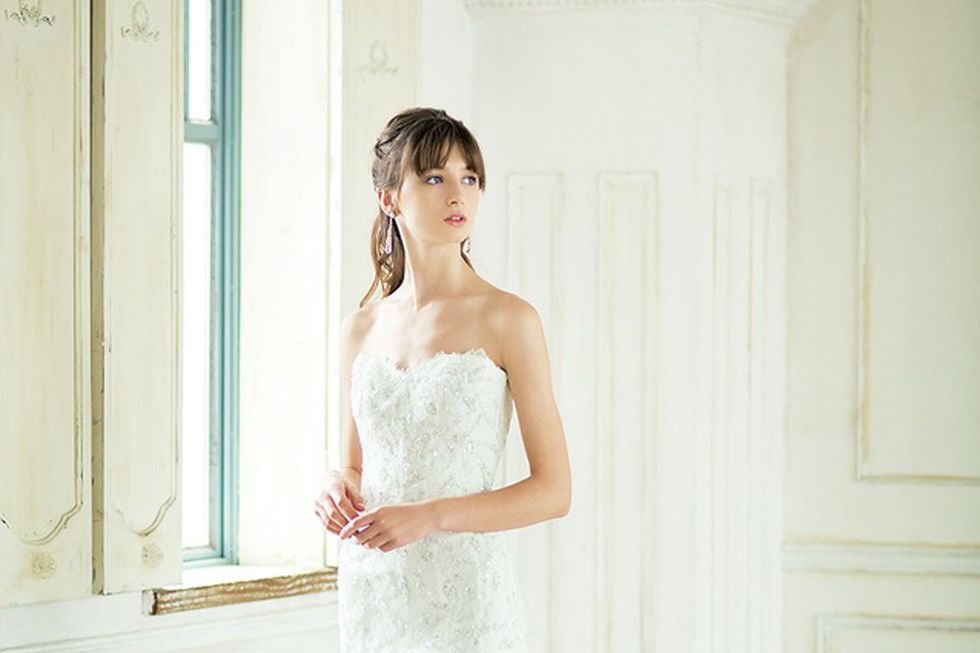 Gown, Wedding dress, Dress, Bride, Clothing, Bridal clothing, Photograph, Bridal party dress, Shoulder, Bridal accessory, 