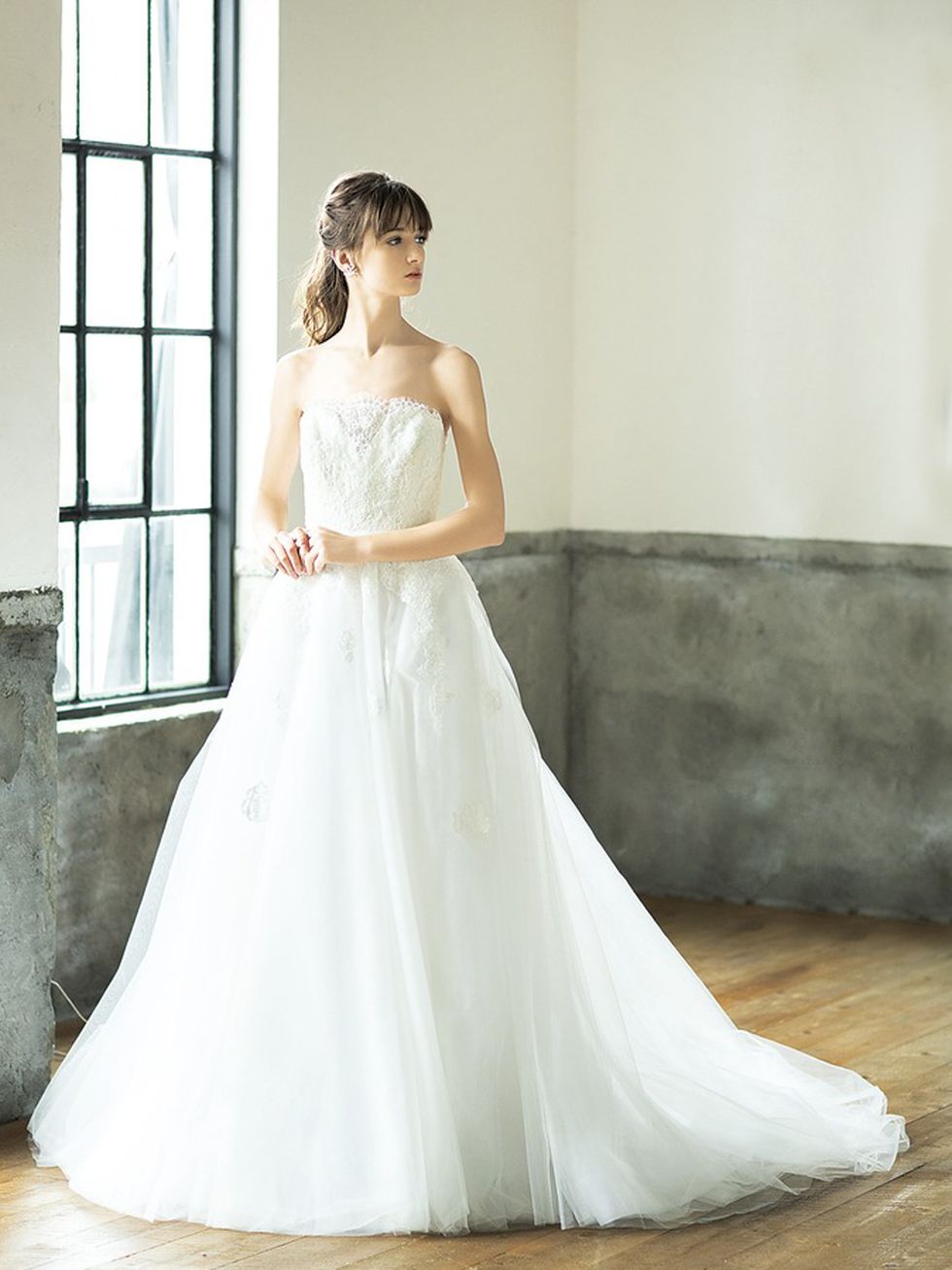 Clothing, Dress, Window, Bridal clothing, Shoulder, Textile, Photograph, Joint, Gown, Formal wear, 