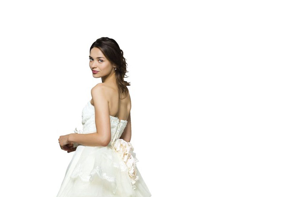 Gown, Wedding dress, Dress, Clothing, Fashion model, Bride, Bridal clothing, Bridal party dress, Shoulder, Strapless dress, 