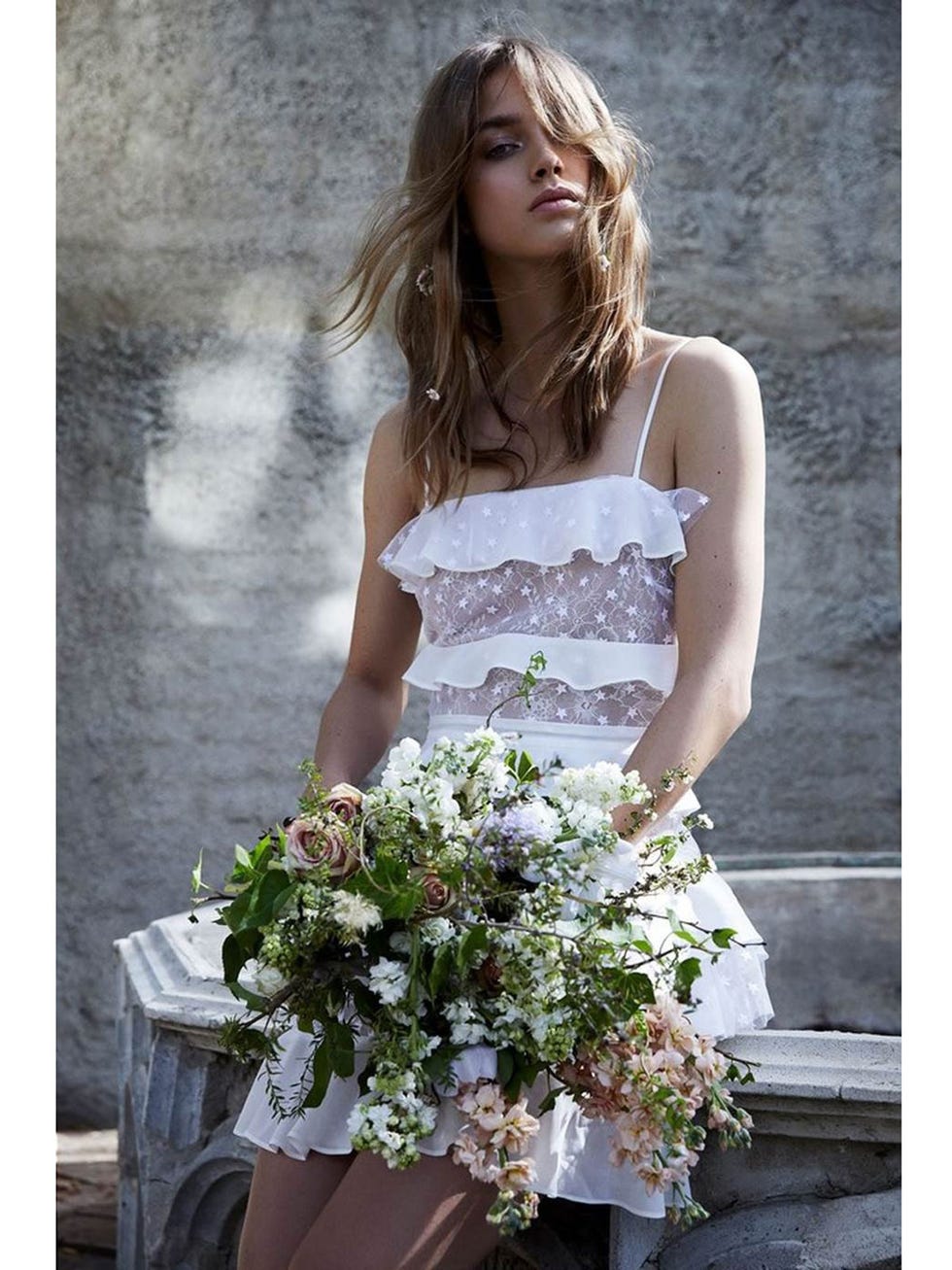 Clothing, Dress, Bouquet, Gown, Flower, Wedding dress, Flower Arranging, Plant, Floral design, Bride, 