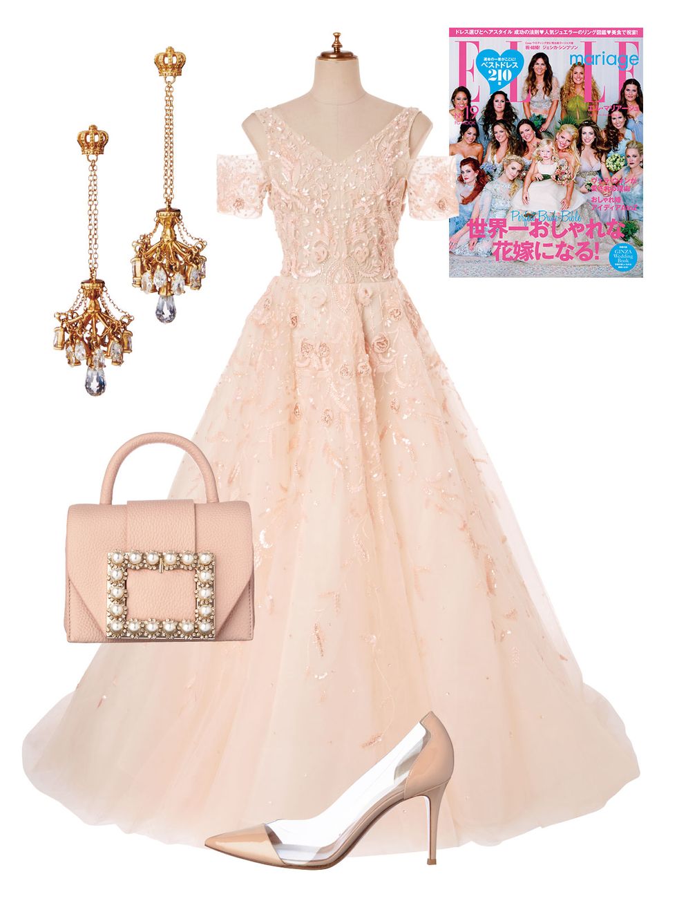 Brown, Dress, Pink, Style, Formal wear, Peach, Gown, Pattern, One-piece garment, Fashion, 