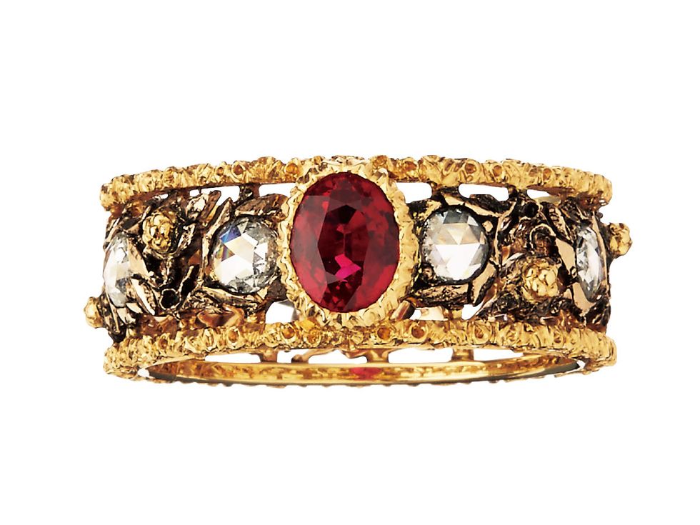 Jewellery, Fashion accessory, Gemstone, Ruby, Bangle, Bracelet, Ring, Yellow, Amethyst, Diamond, 