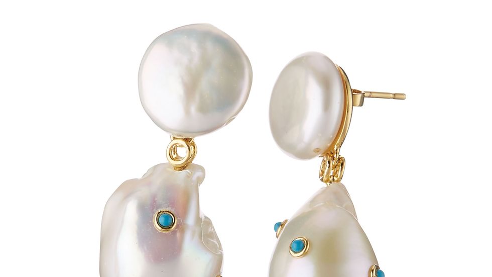 Earrings, Jewellery, Pearl, Fashion accessory, Gemstone, Body jewelry, Turquoise, Ear, 
