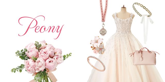 Pink, Dress, Clothing, Gown, Peach, Bridal party dress, Wedding dress, Wedding ceremony supply, Flower, Plant, 