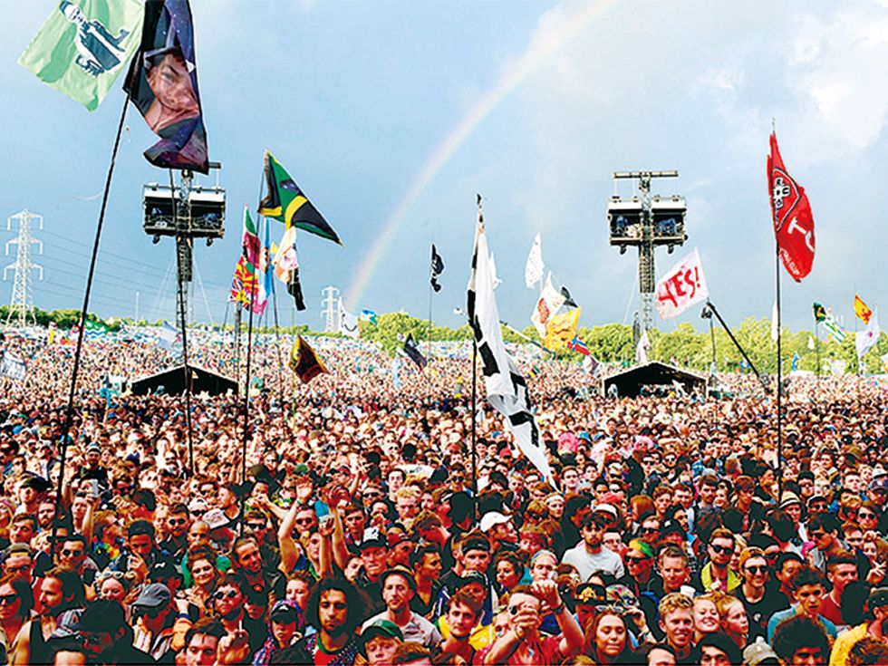 Crowd, People, Flag, Pole, Fan, Audience, Rainbow, Celebrating, Cheering, Wind, 