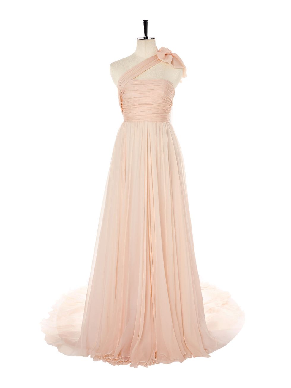 Clothing, Dress, Gown, Shoulder, Bridal party dress, A-line, Strapless dress, Pink, Peach, Cocktail dress, 