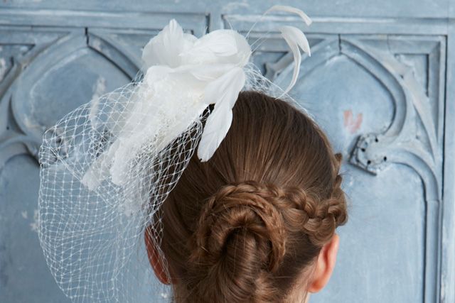 Ear, Hairstyle, Skin, Bridal accessory, Shoulder, Photograph, Joint, Hair accessory, Back, Headpiece, 