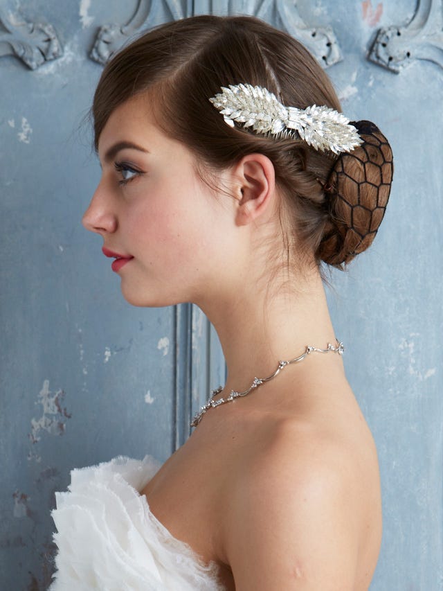 Head, Ear, Hairstyle, Skin, Bridal accessory, Forehead, Shoulder, Eyebrow, Hair accessory, Photograph, 