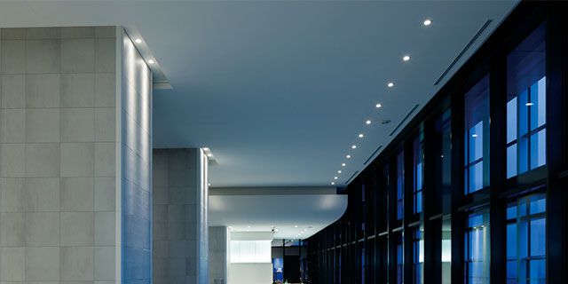 Blue, Floor, Architecture, Glass, Interior design, Ceiling, Flooring, Wall, Commercial building, Fixture, 