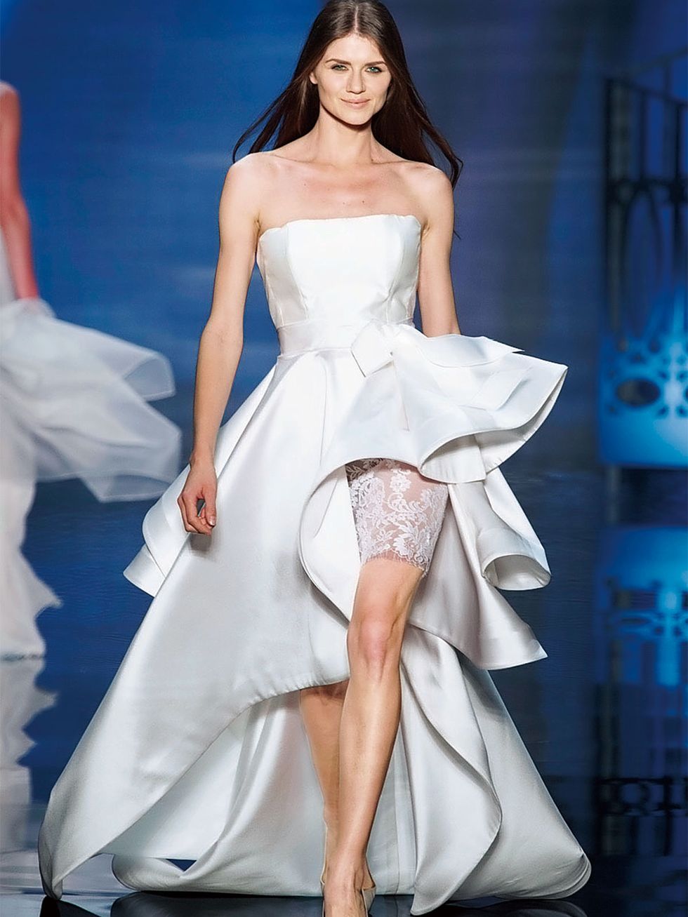 Fashion model, Dress, Gown, Clothing, Wedding dress, Fashion, Haute couture, Bridal clothing, Bridal party dress, Beauty, 