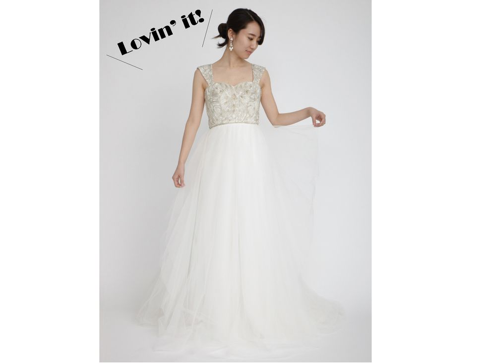Gown, Clothing, Dress, Wedding dress, Shoulder, A-line, Bridal party dress, Bridal clothing, Neck, Ivory, 