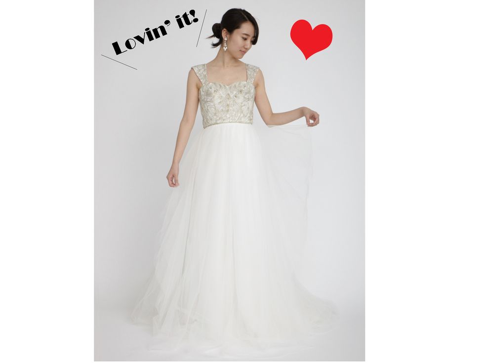 Clothing, Dress, Sleeve, Shoulder, Bridal clothing, Formal wear, Gown, One-piece garment, Waist, Wedding dress, 