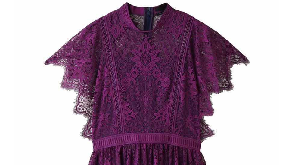 Sleeve, Purple, Textile, Magenta, Violet, Pattern, Dress, One-piece garment, Fashion, Maroon, 