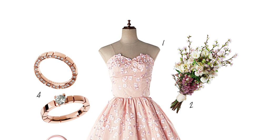 Clothing, Dress, Gown, Bridal party dress, Pink, Shoulder, A-line, Strapless dress, Cocktail dress, Day dress, 