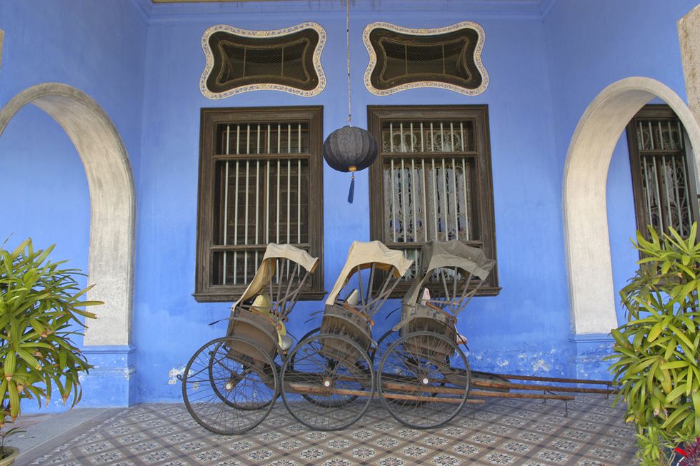 Blue, Majorelle blue, Bicycle wheel rim, Azure, Rim, Arch, Spoke, Balcony, Bicycle wheel, Houseplant, 