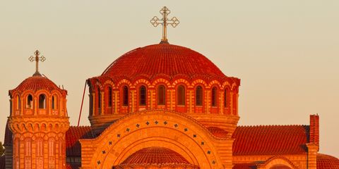 Facade, Amber, Landmark, Place of worship, Holy places, Church, Dome, Cross, Byzantine architecture, Dome, 