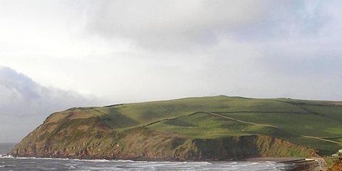 Coastal and oceanic landforms, Coast, Shore, Highland, Terrain, Promontory, Raised beach, Headland, Hill, Bay, 