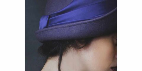 Headgear, Costume accessory, Electric blue, Fedora, Costume hat, Sleeveless shirt, Mannequin, 
