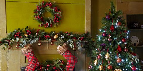 Event, Christmas decoration, Room, Interior design, Red, Christmas tree, Hearth, Interior design, Christmas ornament, Umbrella, 