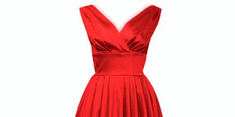 Dress, Textile, Red, White, One-piece garment, Carmine, Maroon, Pattern, Day dress, Peach, 