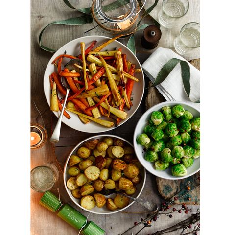 best christmas side dishes roast new potatoes with thyme and garlic